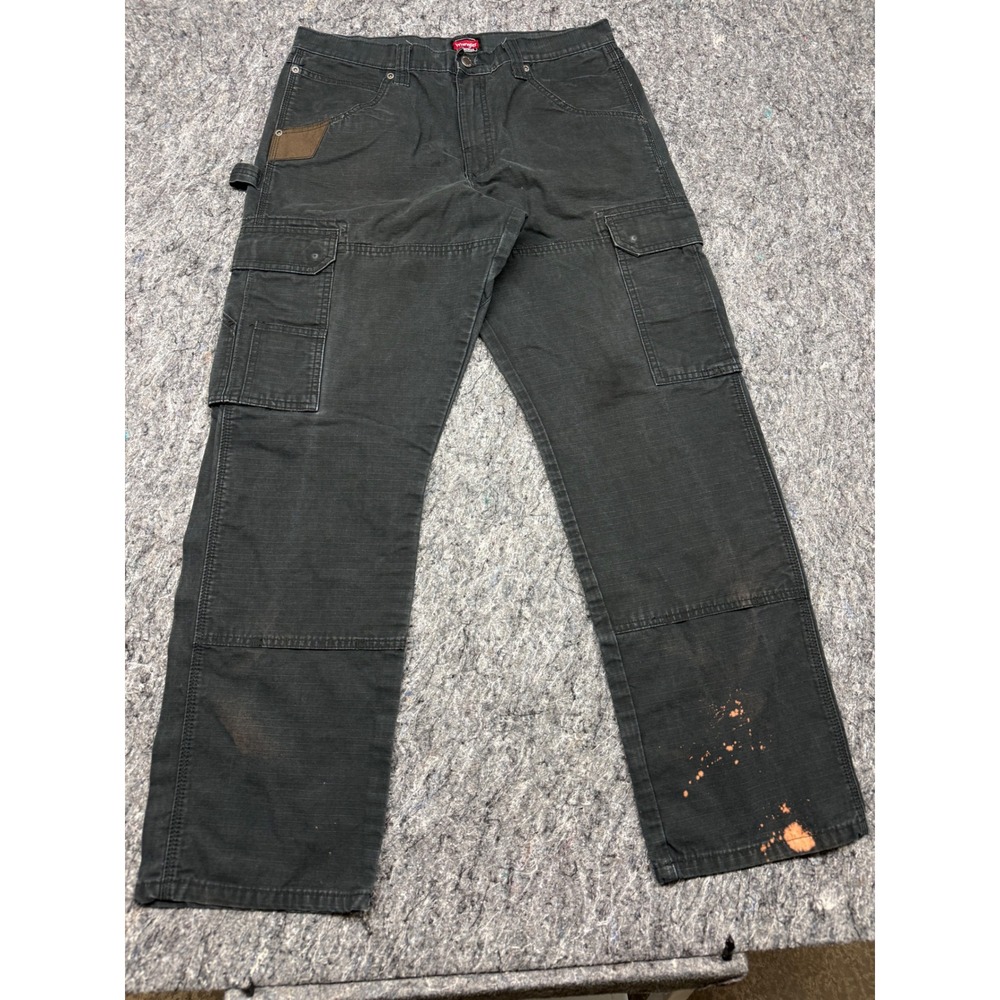 Wrangler Workwear Mens Cargo Pants Grey Ripstop Utility Trousers 35x30 HammerLoo